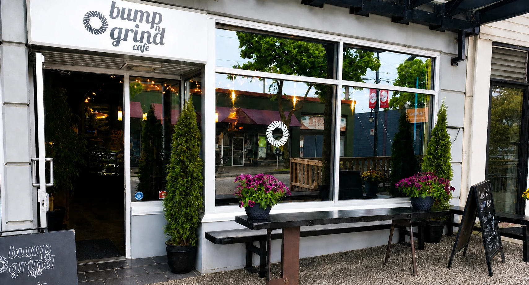 Bump N Grind Cafe storefront on Commercial Drive