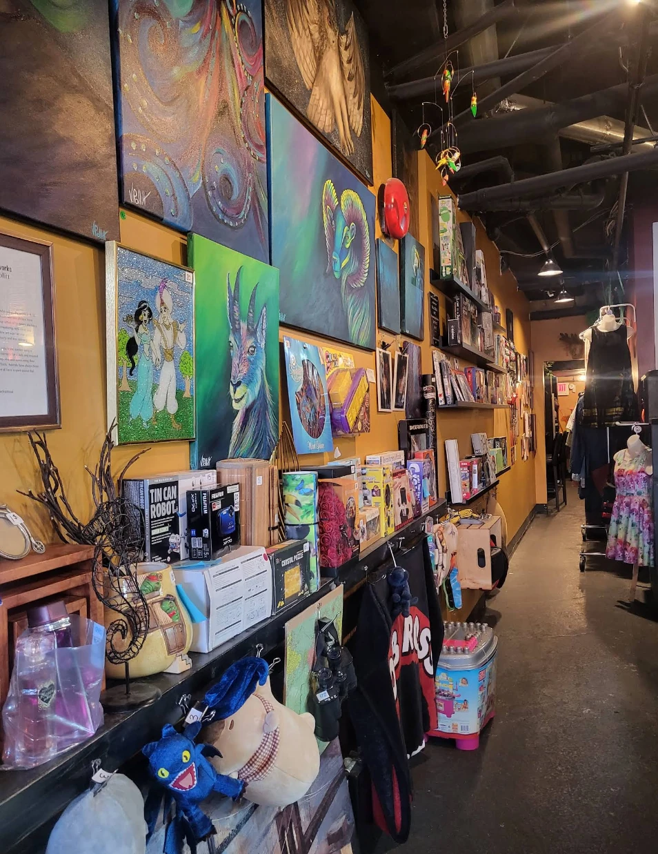 Second-use items displayed inside Bump N Grind Cafe